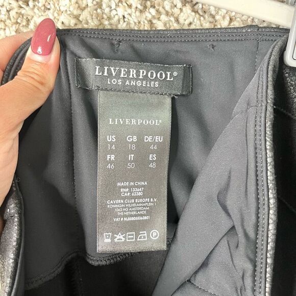 Liverpool Leggings Women’s 14 Black Faux Leather Crackled Snake Print - Picture 4 of 6